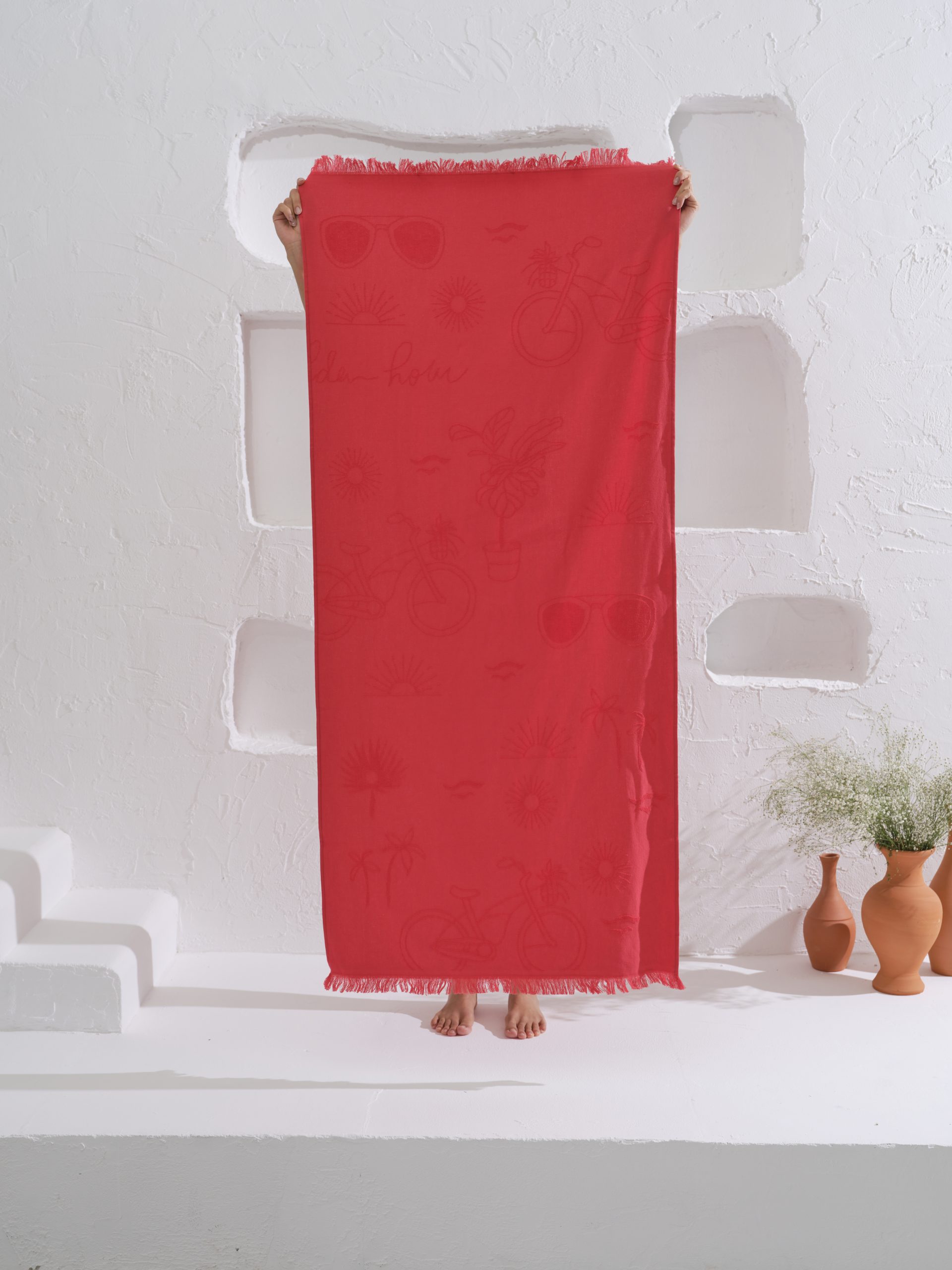 HOMELOVER Dekoracyjny ręcznik plażowy - SUNNYSE KIRMIZI