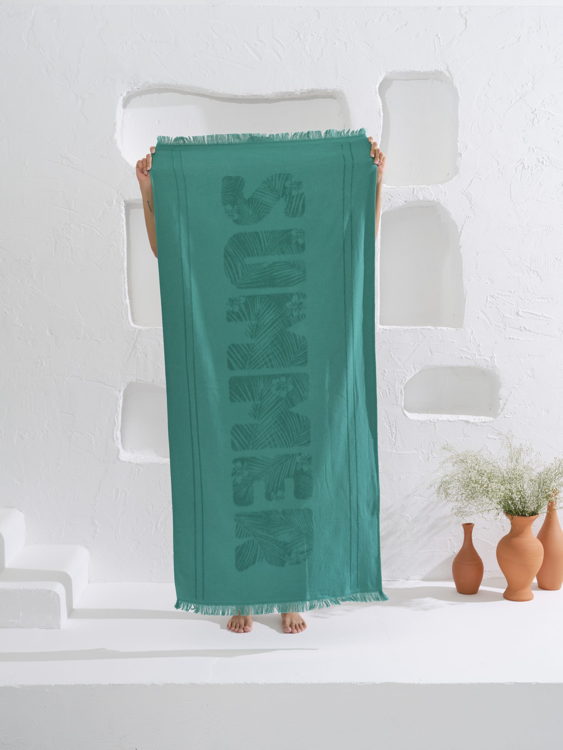 HOMELOVER Dekoracyjny ręcznik plażowy - PIESTA LIGHT GREEN